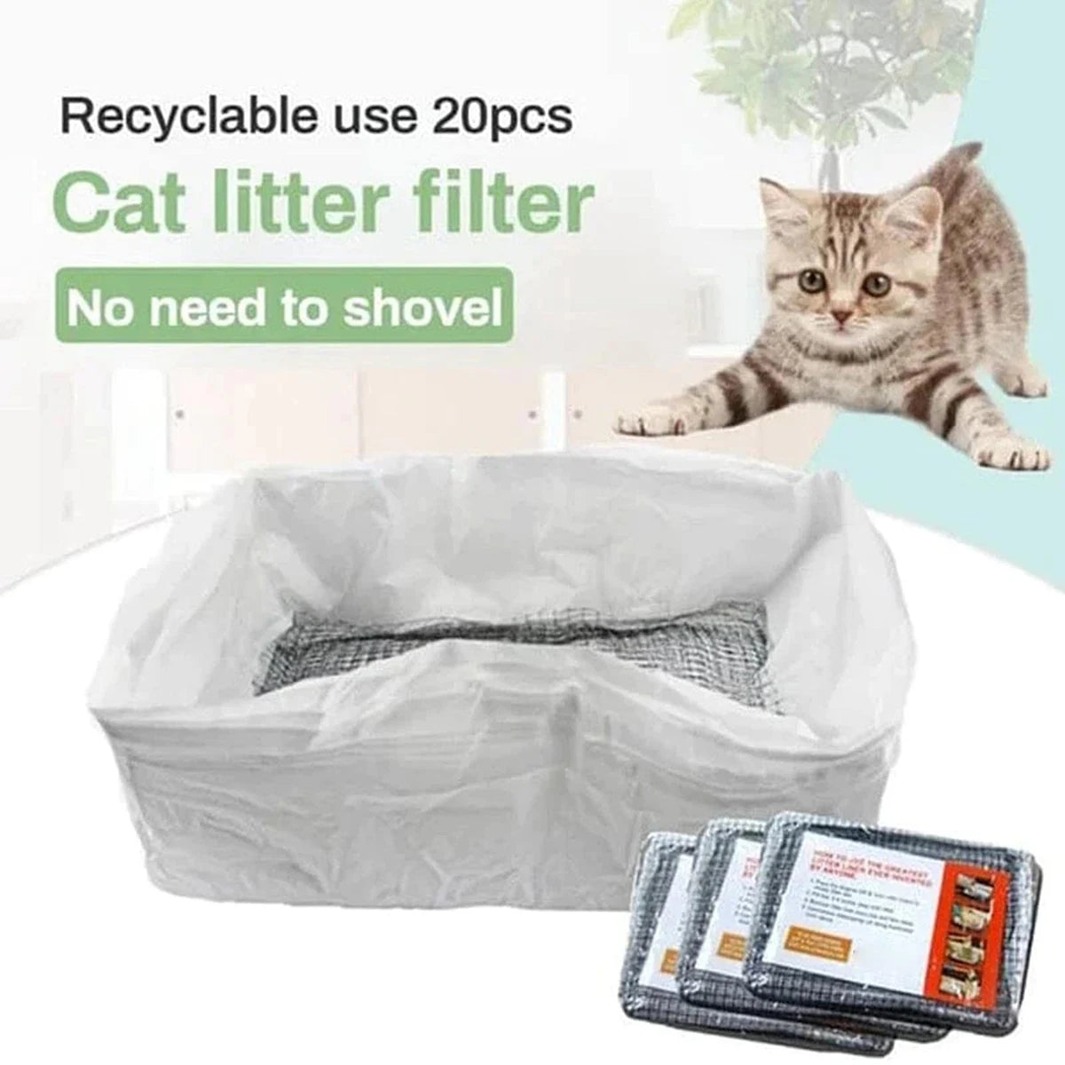Cat Litter Box Liners with Drawstring – 10-Pack